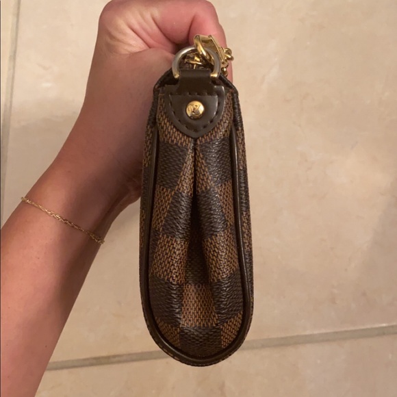 Louis Vuitton Damier Ebene Eva Pochette Shoulder Bag w/ Strap - Picture 5 of 12
